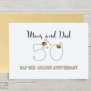 Carte du 50e anniversaire pour maman et papa, carte d'anniversaire en or pour les parents, cadeau d'anniversaire amusant des 50 ans avec un joli jeu de mots en or
