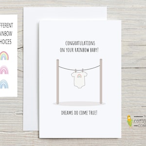 Carte de bébé arc-en-ciel, cadeau de naissance arc-en-ciel, cadeau de félicitations pour la naissance d'un bébé arc-en-ciel avec arc-en-ciel rose, bleu ou multicolore