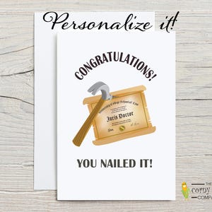 Tarjeta de graduación de doctorado con personalización, tarjeta personalizada para graduados de doctorado, regalo divertido y perfecto para un doctor en filosofía 2025