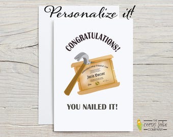 Personalized PhD Graduation Card, Funny Nailed It Doctorate Congratulations