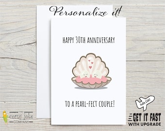 30th Anniversary Card, Personalized 30 Year Pearl Wedding Gift for a Couple