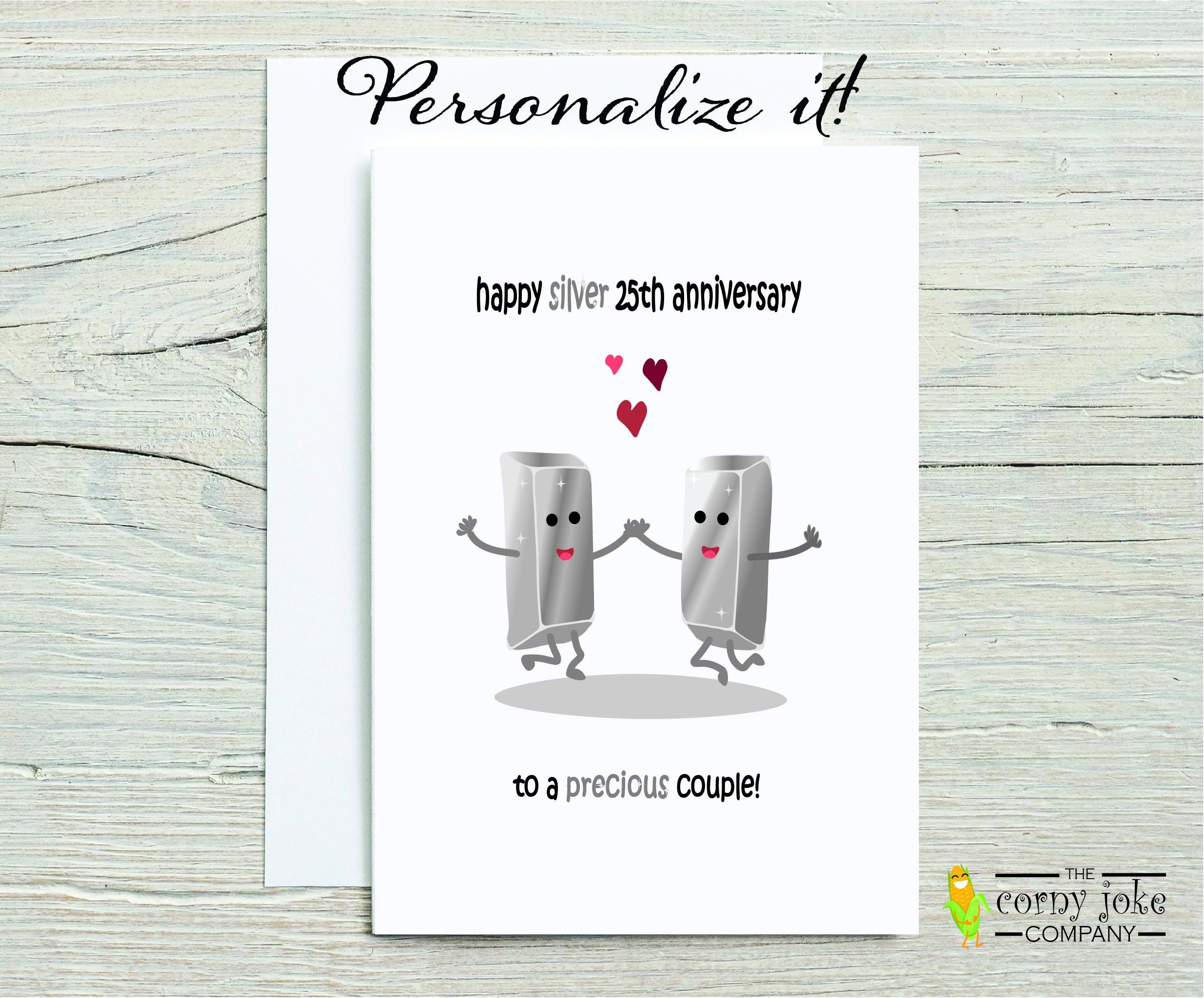 25th Anniversary Card, Silver Anniversary Card for a Couple, Funny 25th  Wedding Anniversary Pun Gift, 25 Years Together With Personalization - Etsy, image size:2471x2049