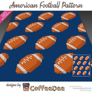 American Football Pattern graph for crochet (c2c, mini c2c, sc, hdc, dc, tss), cross stitch, knitting; PDF download, no counts/instructions