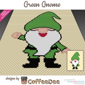 May include: A pixelated illustration of a green gnome with a white beard, red mouth, and a green hat. The image includes the text "Green Gnome" and "DIGITAL SAMPLE - NOT A PHOTO". A smaller version of the gnome is in the lower right corner.
