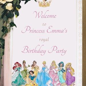 Princess Birthday Sign Disney Princess Sign Princess Party - Etsy
