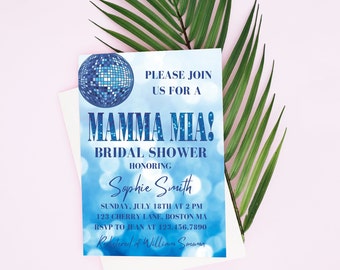 Mamma Mia Bridal Shower Invitation, Mamma Mia Bridal Shower, Mamma Mia Inspired Bridal Shower, Disco Invitation, Digital Download