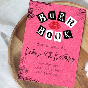 Mean Girls Party Invitation Burn Book Invitation Mean Girls - Etsy
