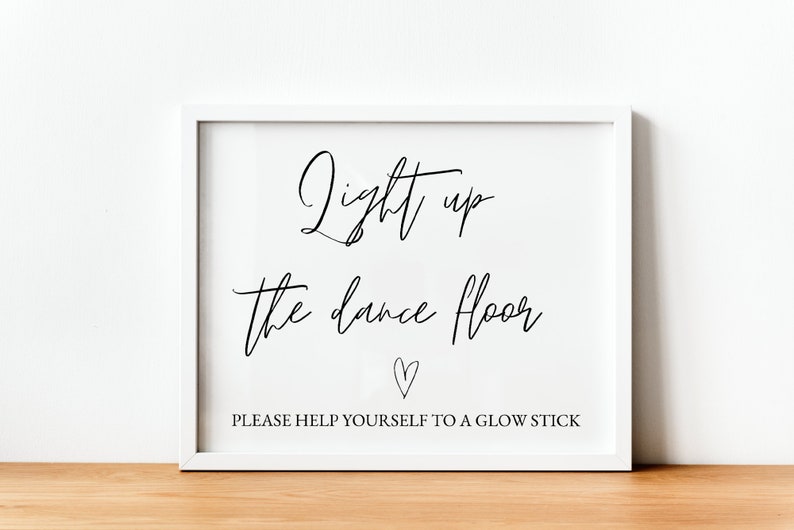 Wedding Glow Sticks Sign Light up the Dance Floor Sign Glow Etsy Canada