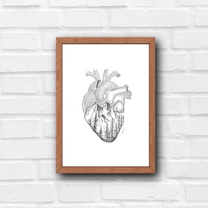 Stampa di paesaggio anatomico cuore//montagna - DOWNLOAD DIGITALE IMMEDIATO - Decorazione della parete, opera d&#39;arte, arte digitale