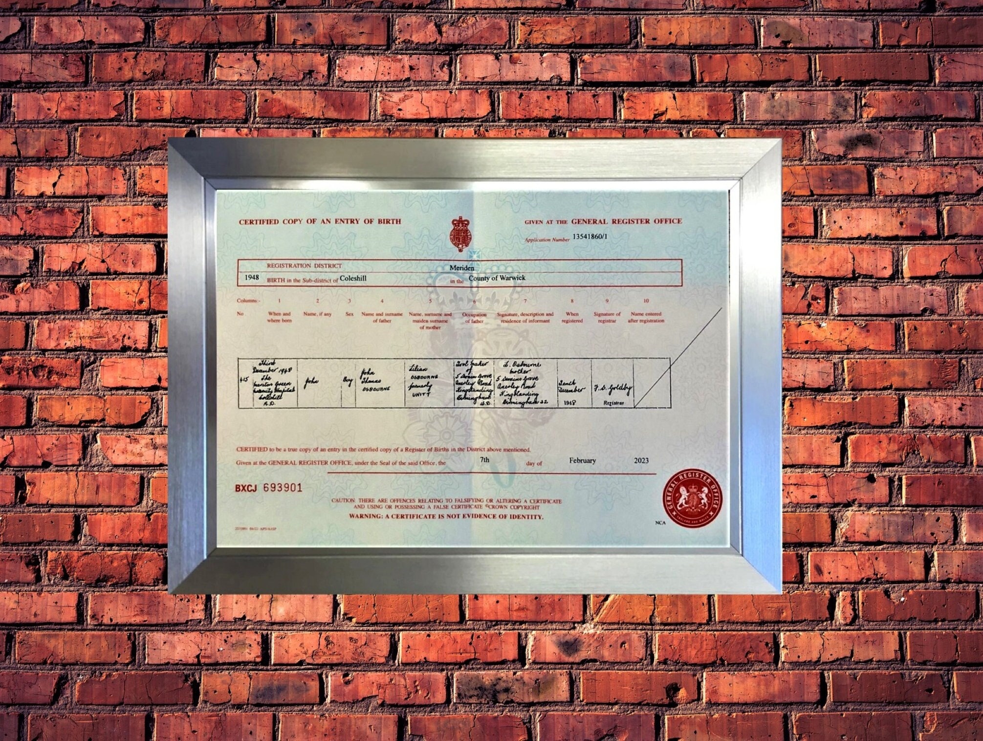 ozzy osbourne death certificate