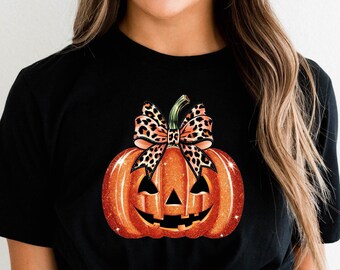 Glitterpompoensublimatie PNG met luipaardstrik - digitale download herfst en Halloween