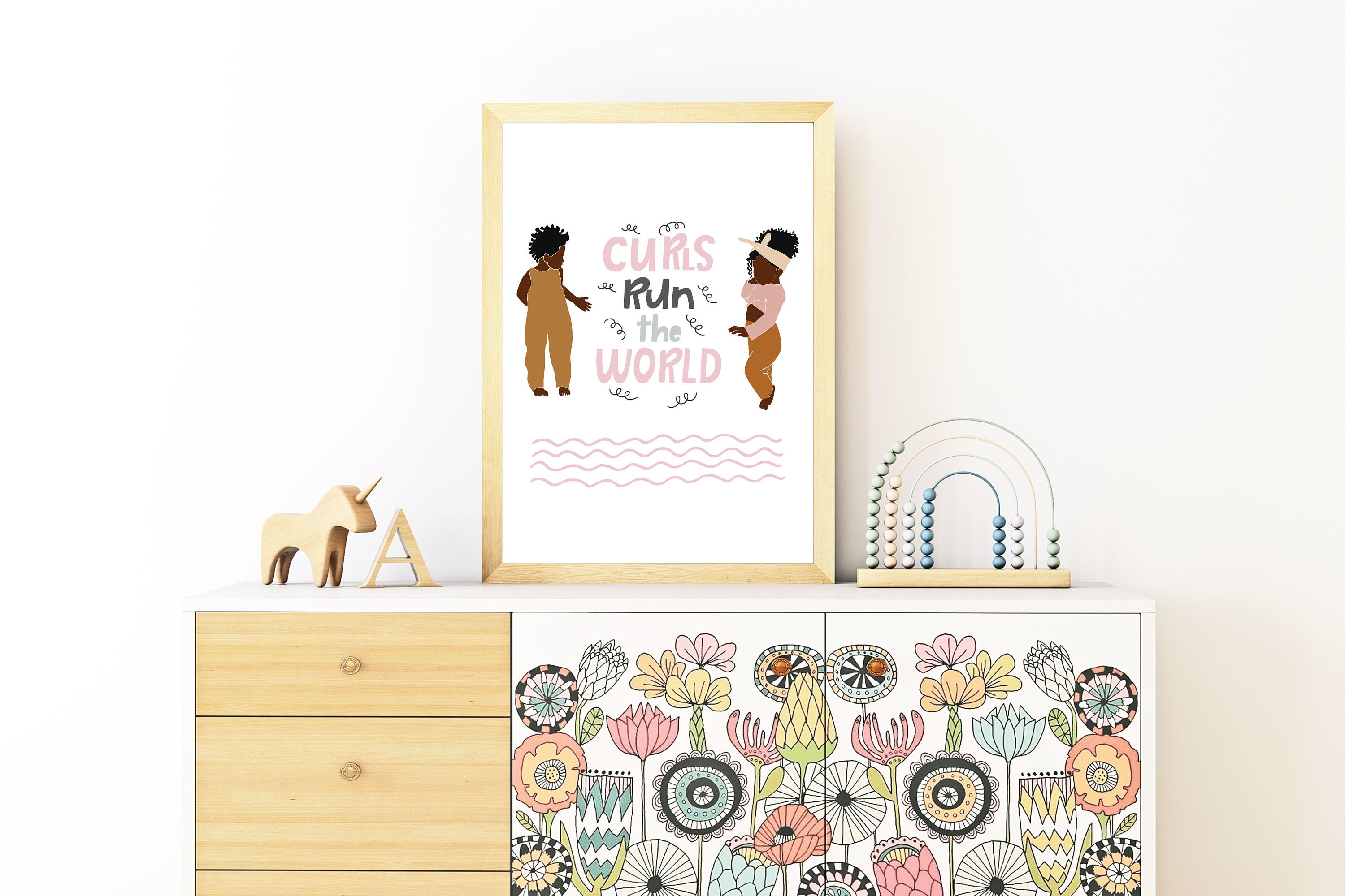 Curls Rule the World Girl Printable Digital Art for Your Nursery Animals Nursery Wall Art For Your Child Baby Newborn Boy