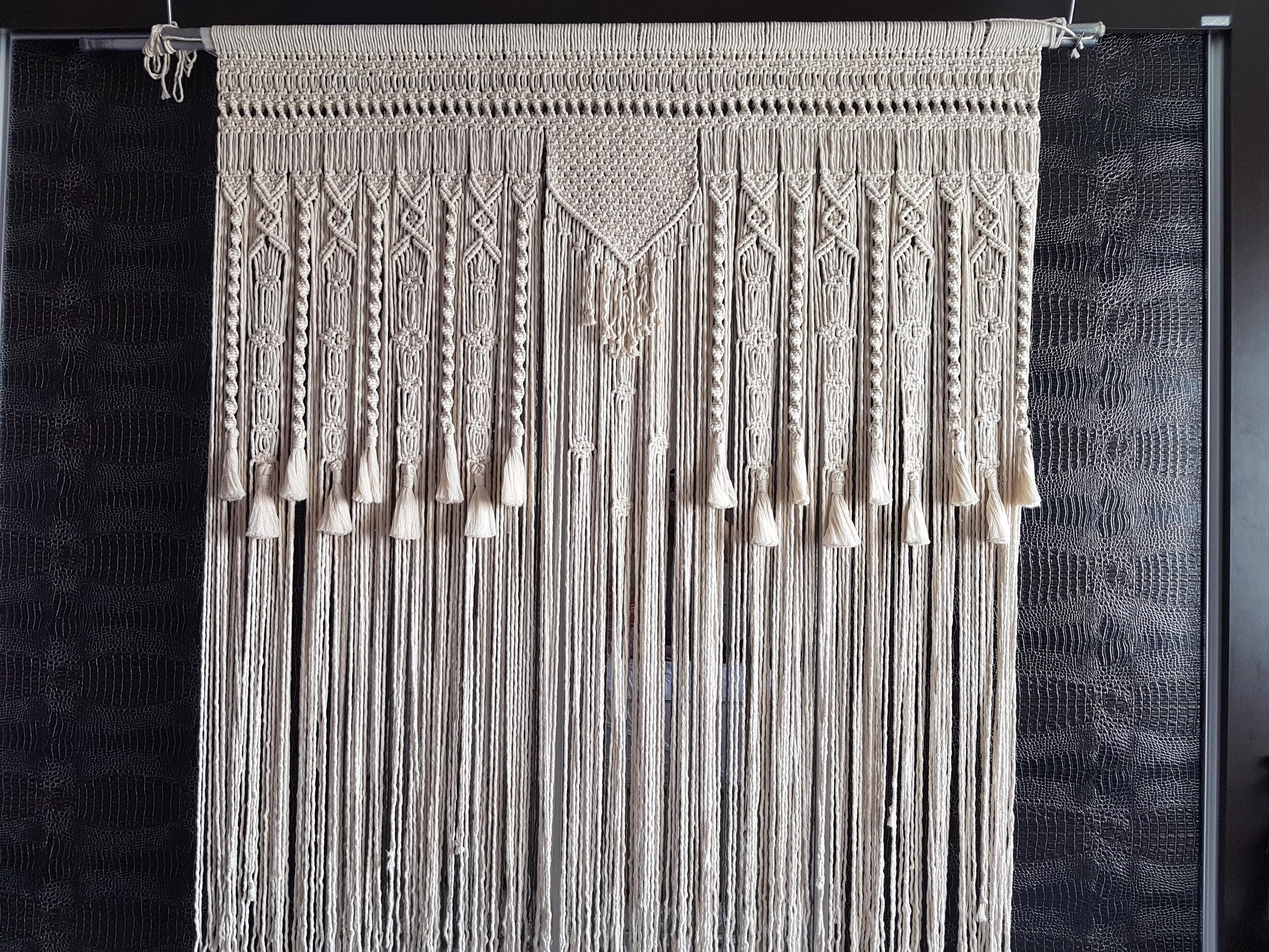 Macrame Curtain Handmade Long Fringe Macrame Curtain | Bohemian Home DecorCustomizable Macrame Wall Art Curtain moroccan macrame