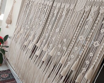 Macrame moroccan decor, Curtain for Door, Macrame curtain panel, Handmade Macrame Pattern Custom Size Macrame, Art Decor Farmhouse Gift