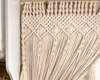 Macrame Curtain For Door or Window macrame large Wedding Backdrop Wall Hanging Home Decor Farmhousemacrame beaded macrame Curtain