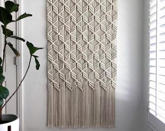 Handmade Macrame Door Curtain – Boho Geometric Room Divider for Small Spaces
