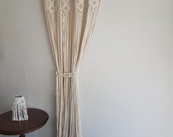 Geometric Macrame Curtain – Boho Window Panel – Handmade Bohemian Wall Hanging – Modern Tribal Window Decor – Custom Size Available