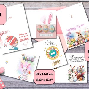Set di 6 cartoline di Pasqua stampabili | Cartoline doppie | Formato A6 | Download digitale