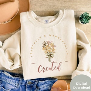 Fearfully and Wonderfully Png, Christian Floral Png, Bible Verse Png, Wildflower Jesus Png, Fearfully and Wonderfully Made, Christian Png