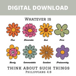 Philippians 4:8 PNG, Whatever is True, Christian Sublimation File, Retro Christian PNG, Christian Png, Bible Verse Png, Commerical Use