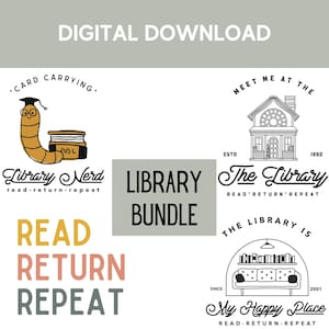 Library Sublimation Bundle, Library Bundle, Librarian Bundle, Sublimation Bundle, Commercial Use, Bookish, Booktrovert, Local Library, Books