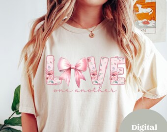 Love One Another Coquette png, Christian Png for Shirts, Bible Verse Png, Jesus Png Sublimation, Christian Coquette Bow Png, Christian png