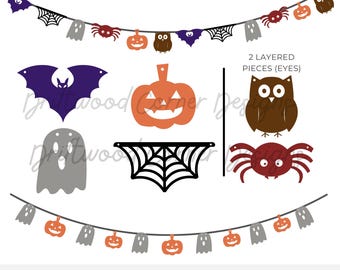 Halloween slinger SVG digitaal gesneden bestand bundel, lasergesneden slinger, Halloween SVG, herfst banner, klas, lade, Glowforge, Cricut