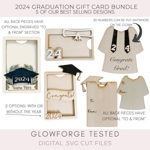 Class of 2024 Graduation Gift Card Holder Digital File Bundle, SVG Laser Digital Files, Graduation Gift Designs