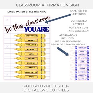 Schule Klassenzimmer Affirmationen Zeichen Bundle, Türschild, Klassenzimmer Dekor, Lehrer Digitale Datei, Klassenzimmer SVG, Schullehrer Laser