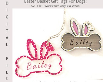 Dog Easter Basket Gift Tags Digital SVG File. Personalized Dog Easter Tag/ Dog easter svg/ Easter Basket