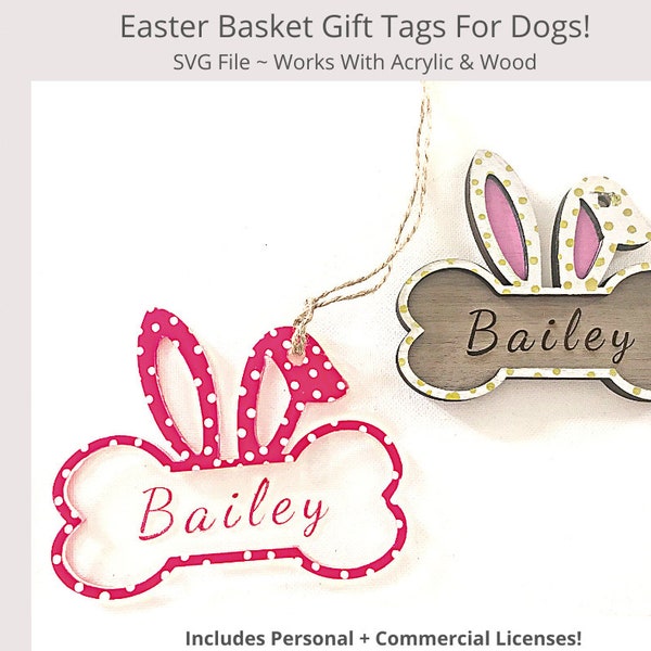 Dog Easter Basket Gift Tags Digital SVG File. Personalized Dog Easter Tag/ Dog easter svg/ Easter Basket