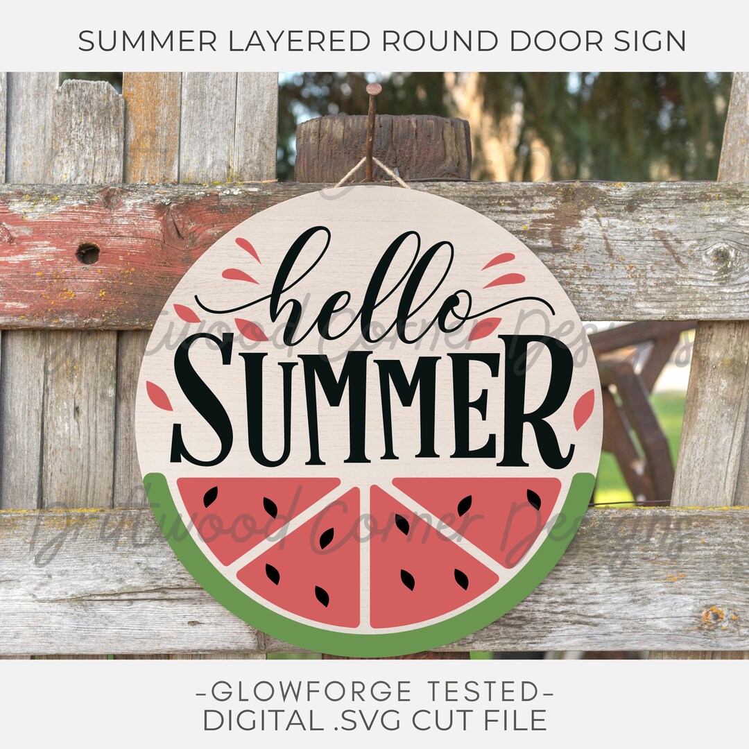 Summer Round Porch Sign SVG Digital Bundle, Laser Cut Layered Sign ...