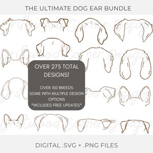 Das ultimative Hundeohr-Umriss-Svg & Png-Bundle, über 275 Hunderassen-Ohr-Designs, Hund SVG Glowforge, Laser, Cricut, Hund SVG Bundle