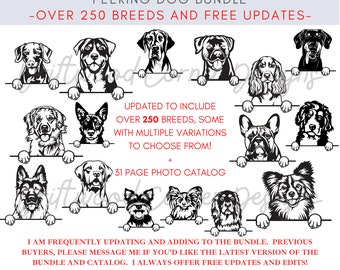 The Ultimate Playful Dog SVG & Png Bundle,Over 250 of Common Breeds,Dog SVG,Dog Glowforge Cricut laser, Playful Peeking Dog SVG,Dog Face svg