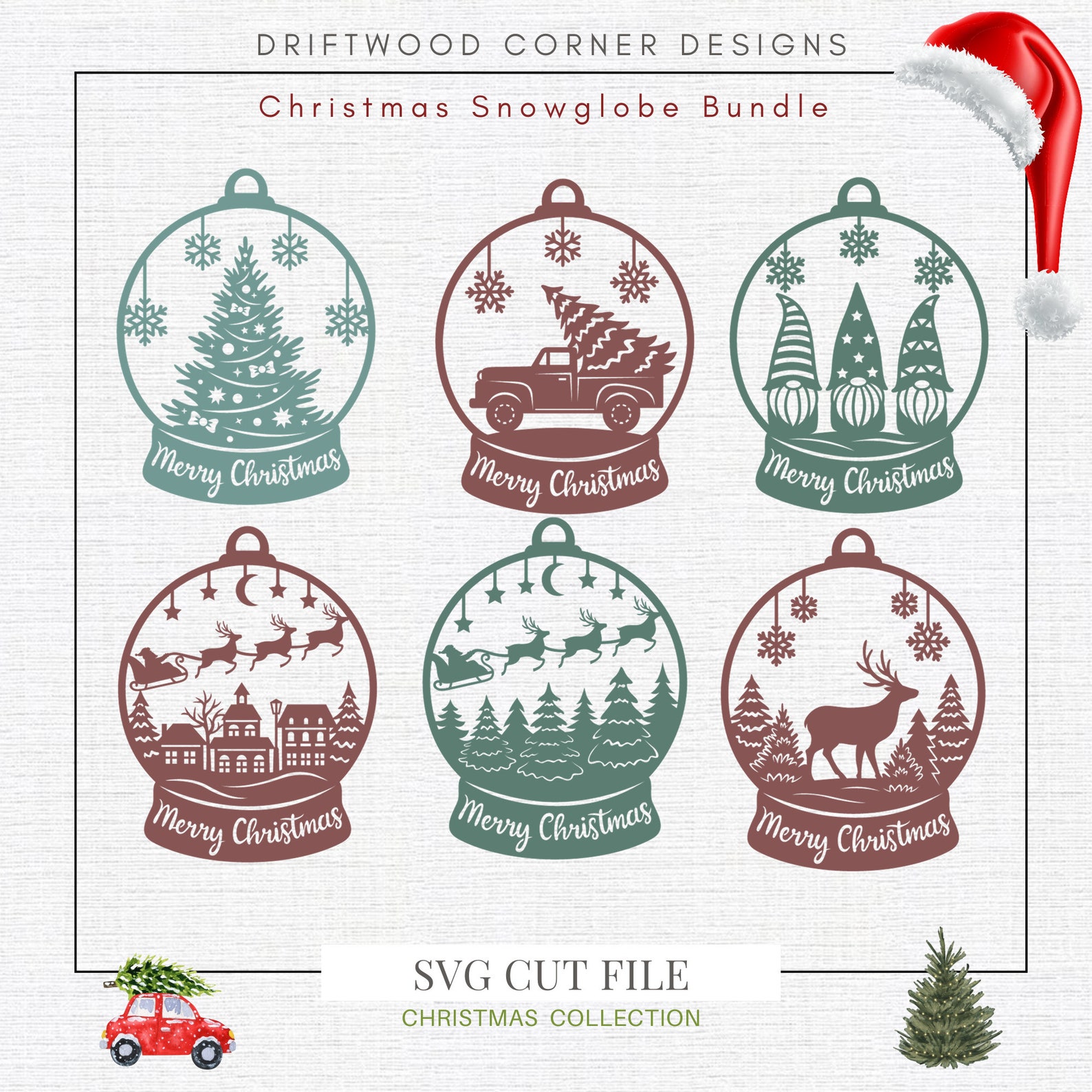 Christmas Snowglobe Ornament Bundle, Christmas SVG Cut Digital File ...
