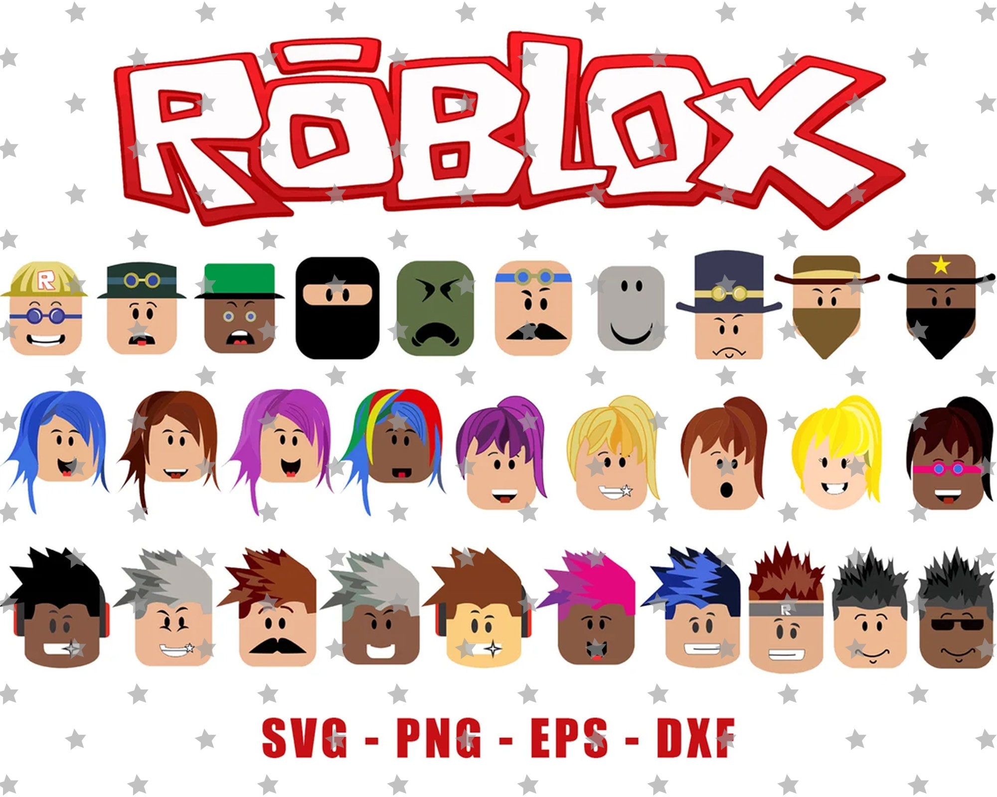 Roblox Head SVG Alphabet Fonts Vector Graphic Roblox Logo Face with Name  Tag for Birthday