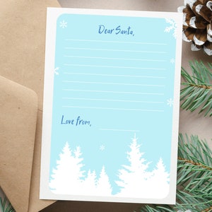 Escriba una carta a Santa, complétela en casa, carta personalizada a Santa, descarga instantánea, carta de lista de deseos de Navidad a Papá Noel