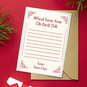 Carta oficial de Papá Noel para que la complete, envíe una carta a sus hijos de Papá Noel, descarga instantánea, imprima en casa