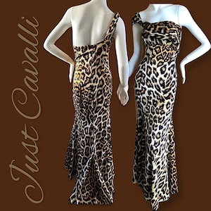 Ultra-Rare Just Cavalli Spring/Summer 2008 Leopard Print One-Shoulder Gown – A Fusion of Exotic Elegance and Timeless Femininity