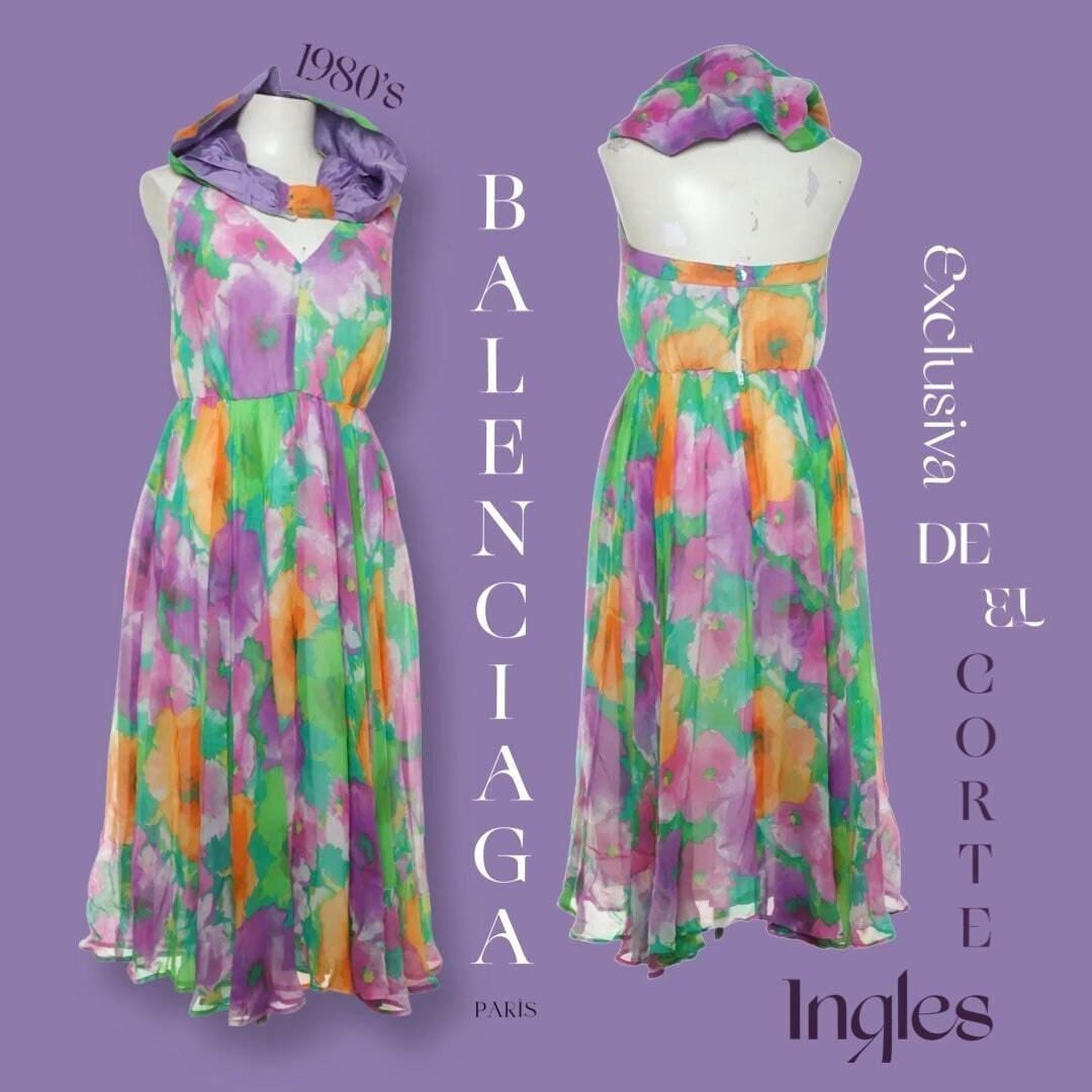 70s Vintage Balenciaga 100% Silk Hooded Purple Multicolored Dress - Rare  Birthday Gift for Her Special Occasion Summer Birthday Party Dress - Etsy