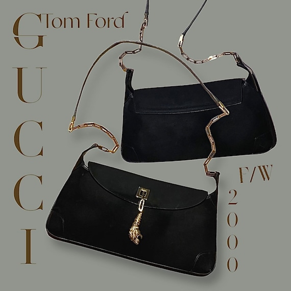 Gucci Tom Ford FW/2000 Black Suede Leather Golden Tiger Gucci Tom Ford FW/2000 Black Suede Leather Golden Tiger