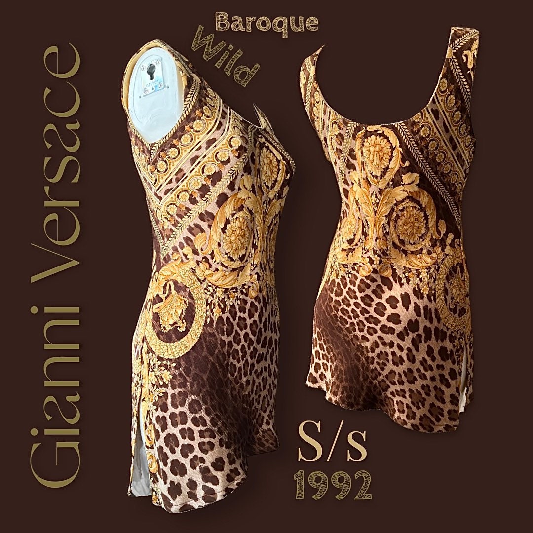 Ultra-rare Gianni Versace SS1992 Wild Baroque Silk Mini Dress