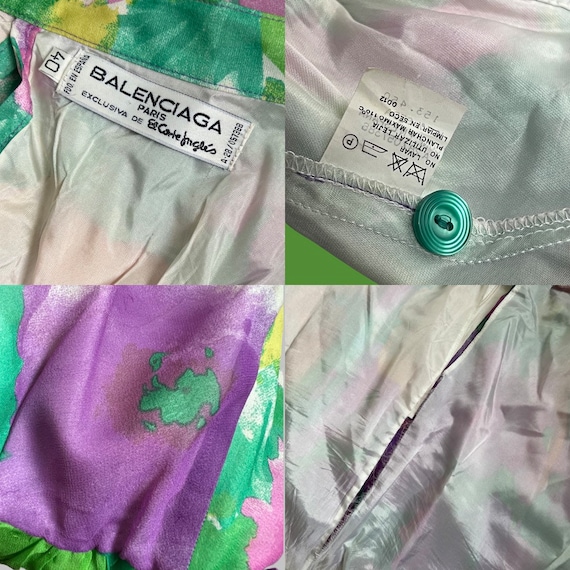 70s Vintage Balenciaga 100% Silk Hooded Purple Mu… - image 3