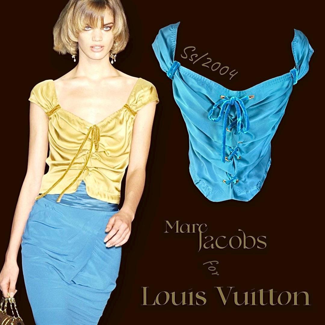 Ultra-rare Louis Vuitton SS2004 Runway Blue Silk Corset Top by