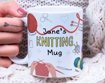 Personalisierter Strickbecher - Individueller Strickbecher, Geschenk für Strickerinnen, Strickbecher, Stricker Geschenk, Garnbecher, Becher für Stricker, Strickbecher