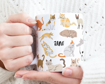 Personalized Cat Mug - Custom Cat Mug, Personalised Cat Mug, Cat Mom Mug, Cat Coffee Mug, Cat Mom Mug