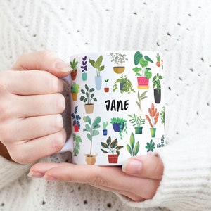 Personalized Plant Mug - Plant Mug, Botanical Mug, Plant Lady Mug, Plant Mom Mug, Houseplant Mug, Gift for Plant Lover
