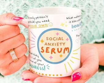 Social Anxiety Serum Mug - Confidence Mug, Self Love Mug, Self Care Mug, Uplifting Mug, Mental Health Mug, Empowerment Mug, Introvert Mug