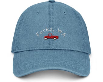 Embroidered Forks WA Cap - Twilight Hat, Twilight Cap, Forks Washington Hat, Forks Washington Cap, Bella Cap, Bella Hat, Twilight Gift