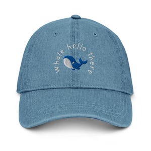 Embroidered Whale Hello There Cap - Whale Cap, Whale Hat, Cute Whale Hat, Cute Whale Cap, Pun Hat, Pun Cap, Cute Pun Hat, Cute Pun Cap